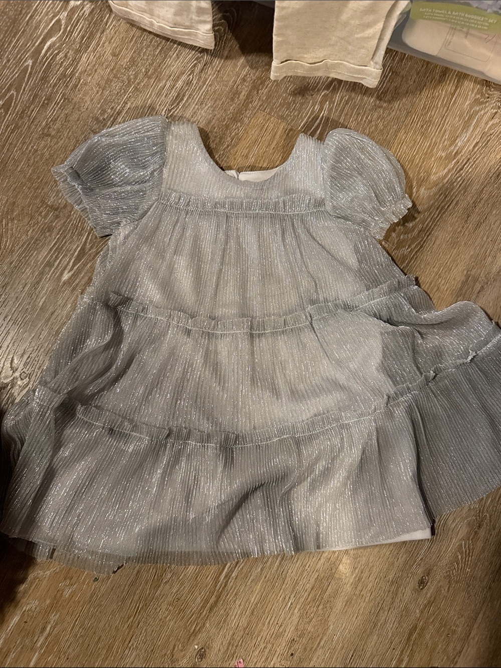 2T lilt Shimmery Silver Tiered Baby Dress